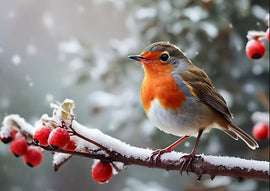 Robin and Berries - Pack of Ten