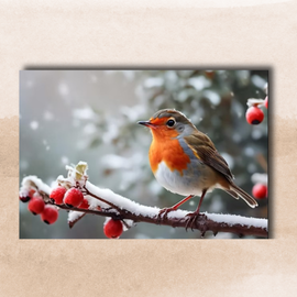 Robin and Berries - Pack of Ten