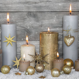 Christmas Card - Christmas candles Silver (pack of 10)