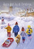 Christmas Card - Children Sledging (Pack of 10)